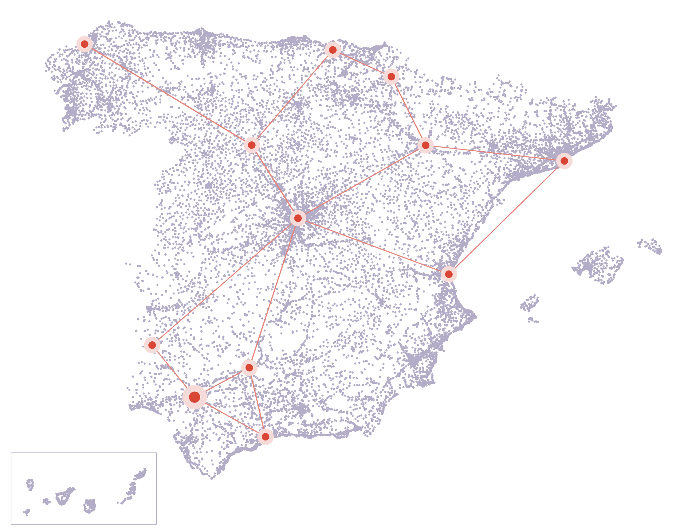 Mapa de España con las 59.025 estaciones de telefonía móvil registradas